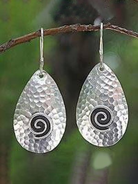 Retro Ethnic Style Water Drop Alloy Earrings, As picture, Earrings