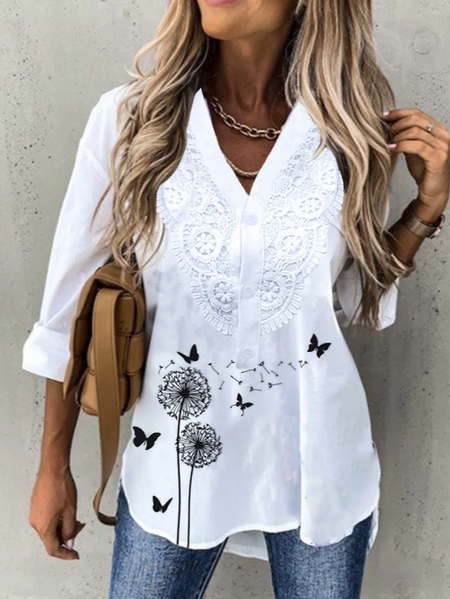 

Off Shoulder Dandelion Lace V Neck Regular Fit Shirts & Tops, White, Shirts & Blouses