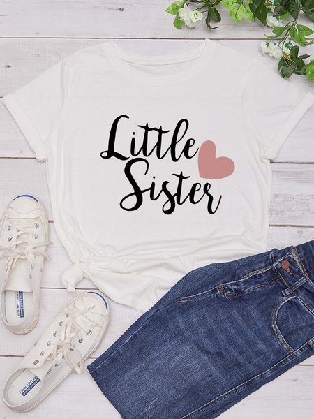 

Security Little Sister Protection Squad Funny Cotton Blends Crew Neck Short Sleeve T-shirt, White, Sister T-shirts