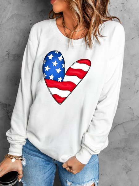 

Round Neck Casual Sweatshirt, White, Hoodies & Sweatshirts