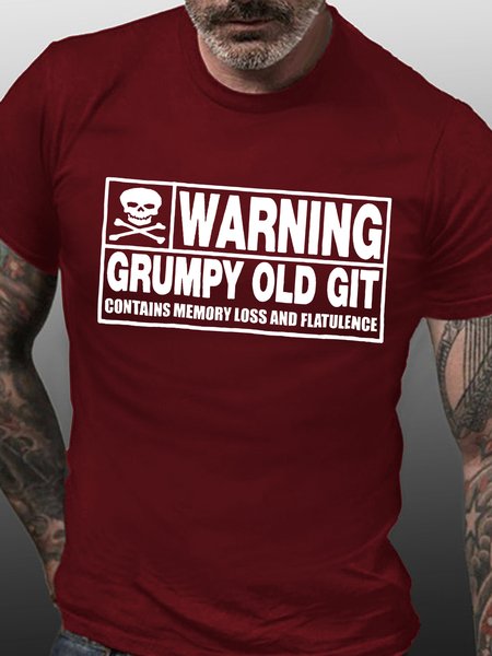 

Mens Funny Novelty T Shirt Warning, Grumpy Old Git Joke Birthday Dad Grandad Tee, Red, T-shirts