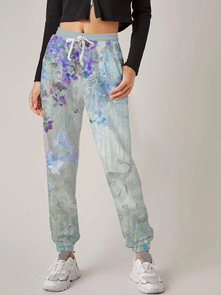 

Loose casual trousers with feet, street fashion trend, digital printing sports Sports Sports Sports Pants women, Mint, Pants