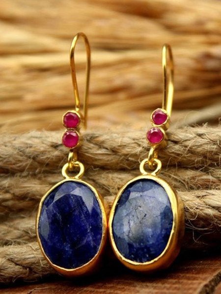 

Vintage Water Crop Lapis Lazuli Earrings, As picture, Earrings