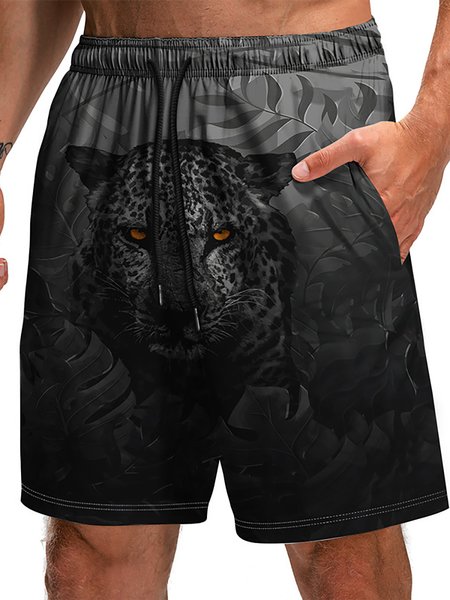 

Tiger Graphic Casual Beach Shorts, Color5, Men's shorts