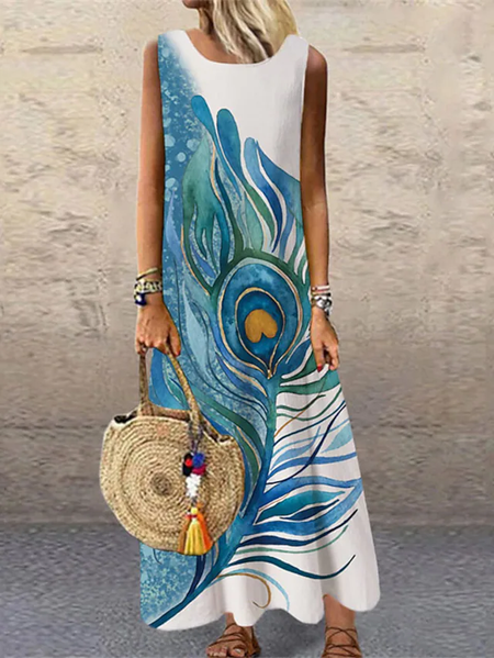 

Printed Regular Fit Casual Cotton Blends Dresses, White, Casual Dresses