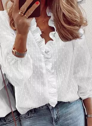 Cotton Blends Shirts & Tops, White, Tops