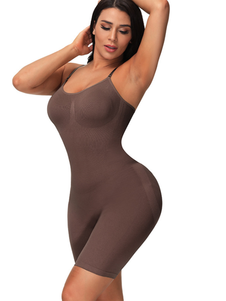 

Ultra-thin Seamless Abdomen Shaping Hip-lifting Open Crotch One-piece Underwear Plus Size, Coffee, short bottom Shapewear