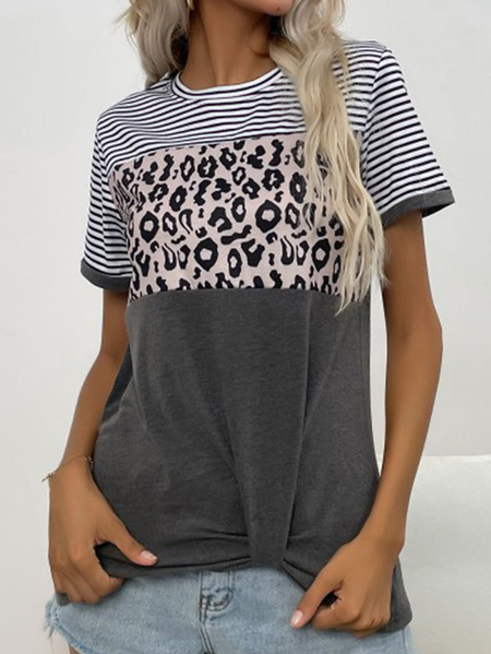 

Striped Cotton Shirts & Tops, Deep gray, T-Shirts