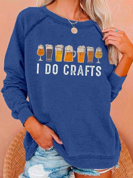 

I Do Crafts Beer Lovers Print Casual Sweatshirt, Blue, Hoodies&Sweatshirts
