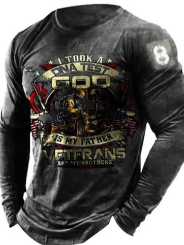 

Casual 3D digital text printed long-sleeved T-shirt, T-shirt