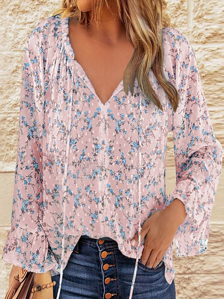 

Plus size Boho Casual Floral Shirts & Tops, As picture, Tops