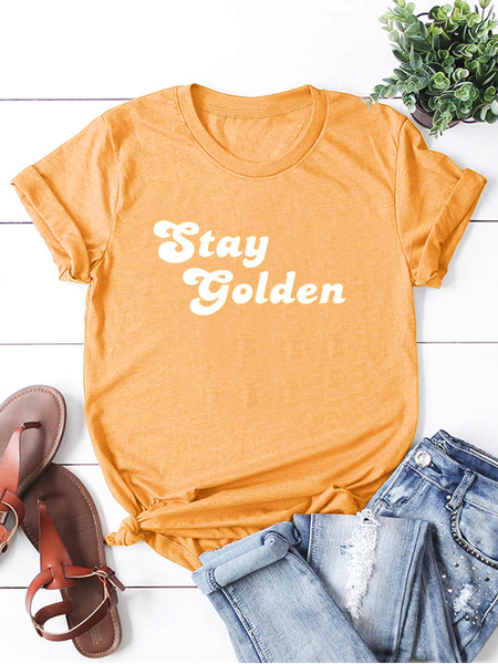 

Stay Golden Cotton Short Sleeve T-shirt, Light orange, T-shirts