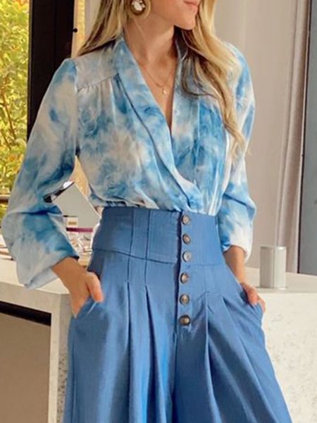 

Daily Cross Front Ombre Elegant Top, Blue, Tops