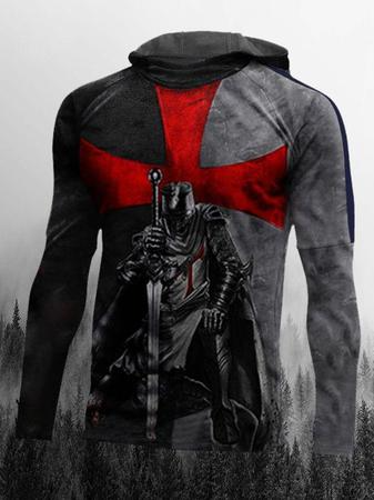 

Casual 3D Digital Cross Print Hooded Hoodie, Hoodies
