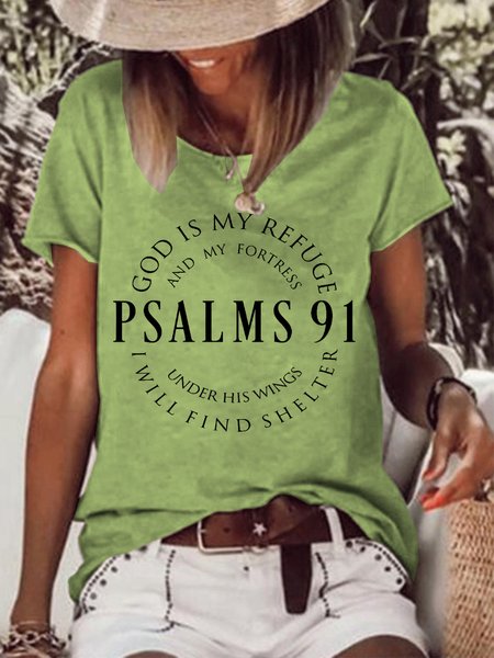 

God Is My Refuge Short sleeve tops, Green, T-shirts