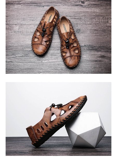

Men's Leather Non-slip Wear-resistant Sandals, Brown, Men's Sandals