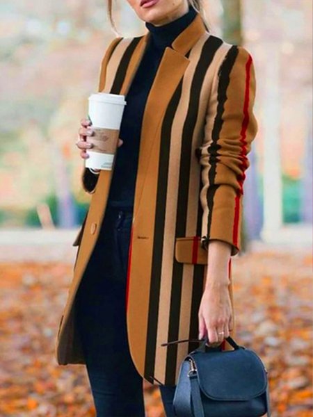 

Vintage Casual Simple Casual Woolen Blazer, As picture, Blazers
