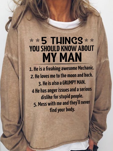 

Funny Five Thing About My Man Casual Sweatershirt, Light brown, Hoodies&Sweatshirts