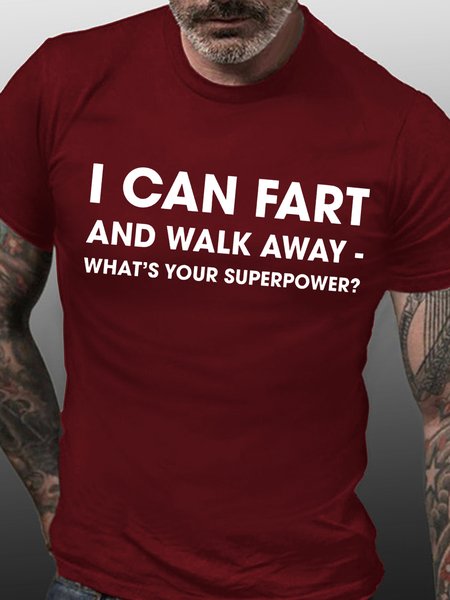 Funny I Can Fart And Walk Away What’S Your Superpower Men'S Tshirt, Red, T-shirts