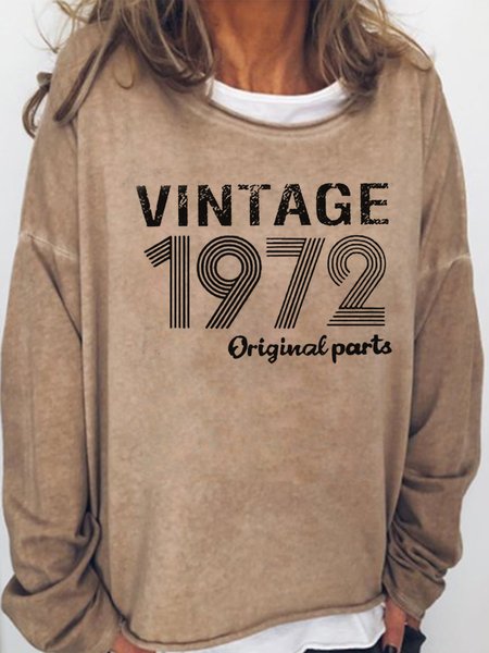 

1972 Vintage Birthday Casual Letter Sweatshirt, Light brown, Hoodies&Sweatshirts