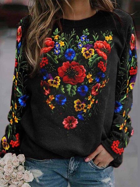 

Floral Crew Neck Shirts & Tops, Black, Hoodies & Sweatshirts
