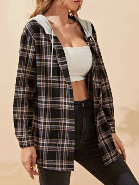 Casual Hooded Cotton Blends Outerwear, Color6, Cardigans