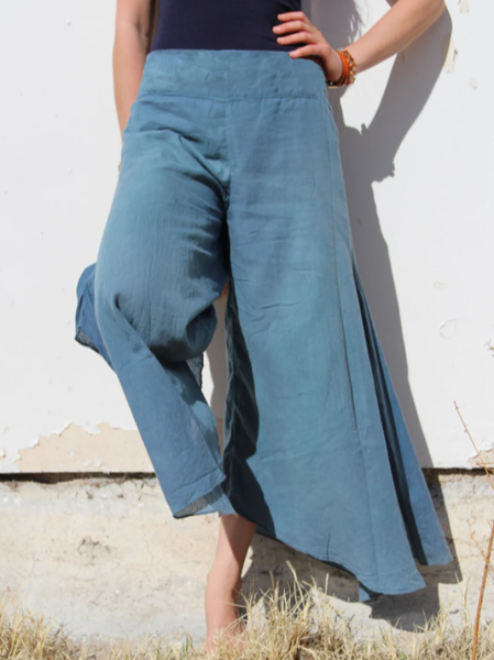 

Cotton Prairie Pant in DUSTY BLUE Moisture Wicking, Yoga, Biking, Play! Flexible Waistband. Loosen Pants, Pants