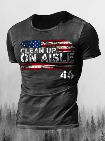 

Casual 3d digital flag print T-shirt, T-shirt