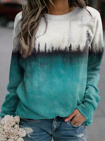 

Geometric Regular Fit Crew Neck Casual Sweatershirt, Aqua blue, Sweatshirts & Hoodies