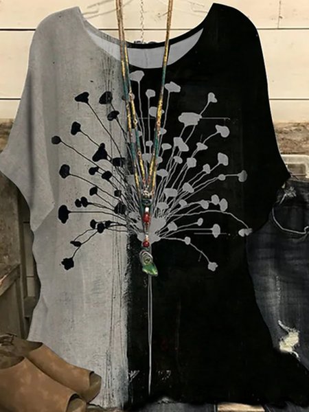 

Vacation Loosen Crew Neck Floral Shirts & Tops, Multicolor, Blouses & Shirts