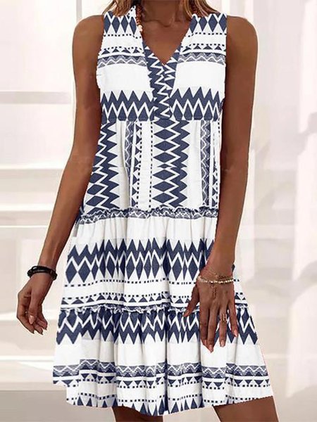 

Boho V Neck Loosen Dresses, Blue, Mini Dresses