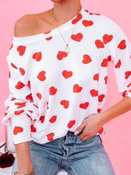 

Long Sleeve Casual Round Neck Shirts & Tops, White, T-Shirts