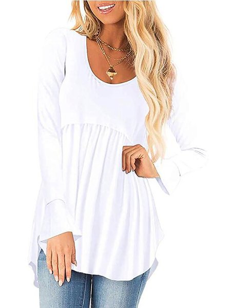 

Lady Solid Long Sleeves Shirts & Tops, White, Tops