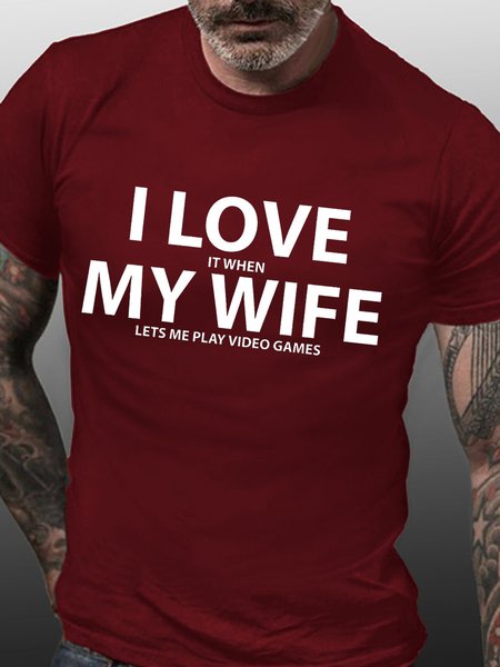

Funny I Love it When My Wife Lets Me Play Video Games T Shirt, Red, T-shirts