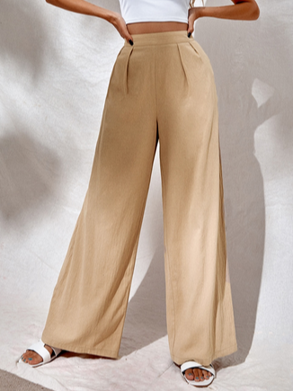 

Plain Casual Pants, Apricot, Pants