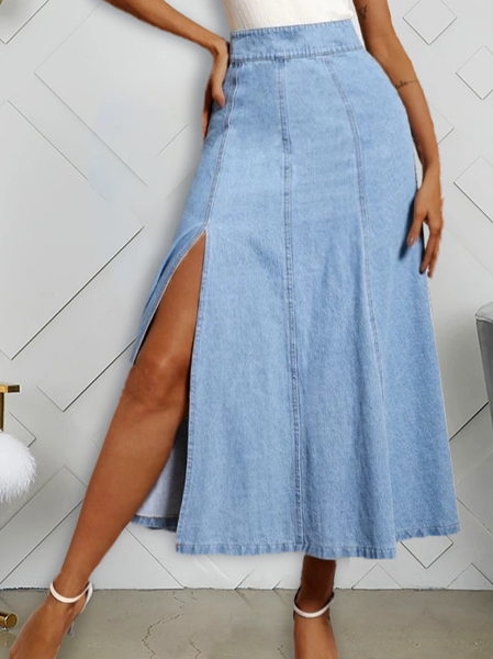 

Elegant Denim Skirts, Blue, Skirts
