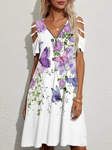 

Loosen Cotton Blends Casual Dresses, White, Boho dresses