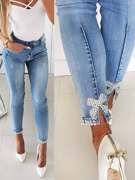 

Bow Lady Denim Pants, Light blue, Jeans