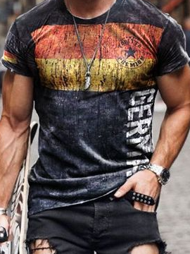 

Casual 3d Digital German Flag Print T-Shirt, T-shirt