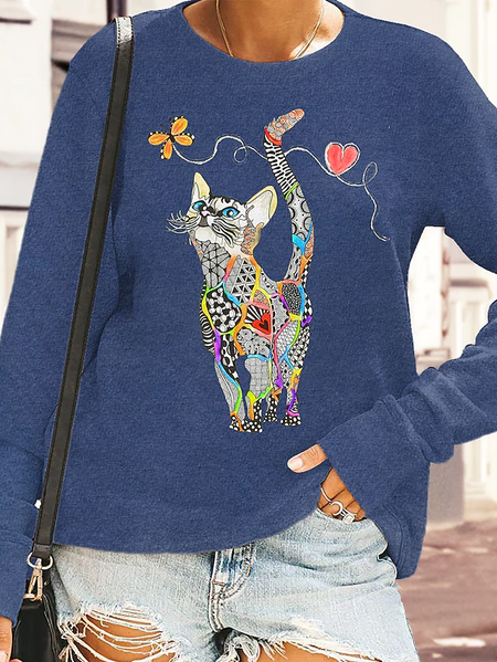 

Animal Regular Fit Crew Neck Casual Sweatshirt, Blue, Sweatshirts & Hoodies