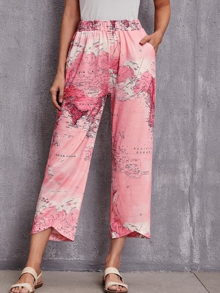 

Map Printing Comfortable Casual Sports Spring New Ladies Casual Pants, Multicolor, Pants