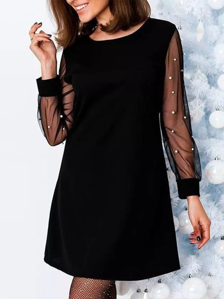 

Elegant Pearl Plain Dresses, Black, Casual Dresses