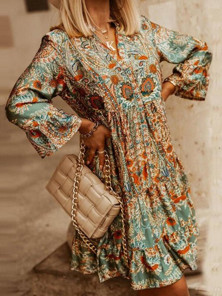 

Loosen Boho Cotton Blends Dresses, Multicolor, Casual Dresses