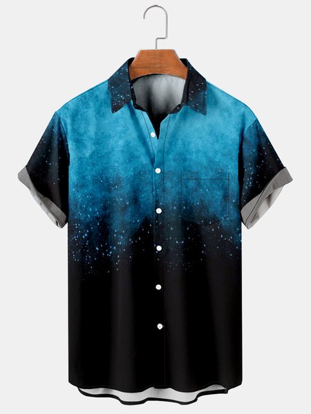 

Short Sleeve Casual Shirt Collar Short Sleeve Polo Shirt, Black, Shirts