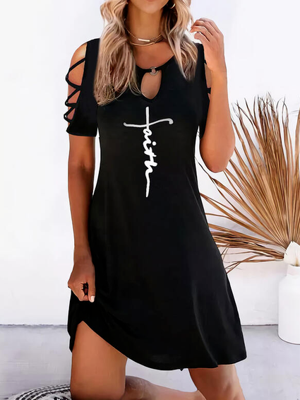 

Regular Fit Casual Letter Dresses, Black, Casual Dresses