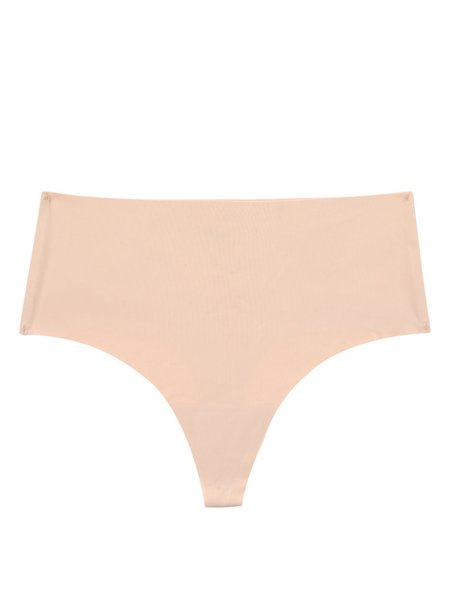 

One Piece Seamless High Waist Quick Dry Thong Plus Size, Nude, Panties