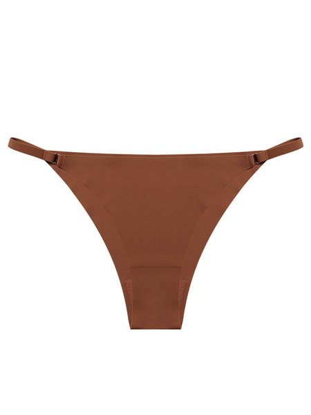 

Seamless Breathable Straps Casual Cut Briefs Plus Size, Light coffee, Panties