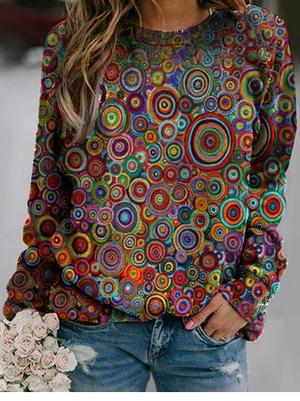 

Geometric Cotton Blends Casual Sweatshirt, Multicolor, Sweatshirts & Hoodies