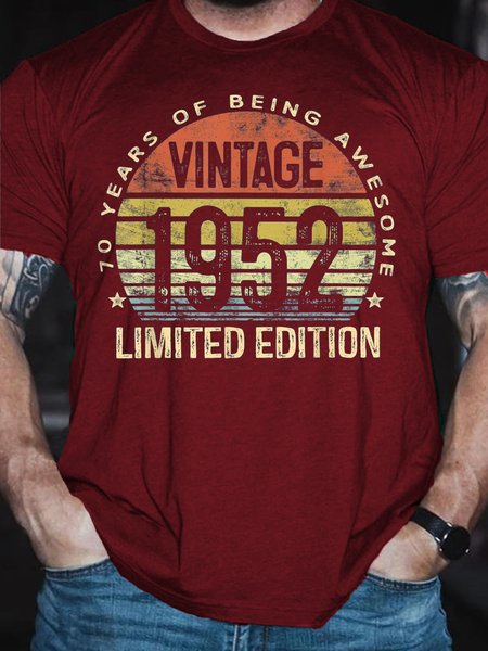 

70 Year Old Gifts Vintage 1952 Limited Edition 70th Birthday Short sleeve T-shirt, Red, T-shirts