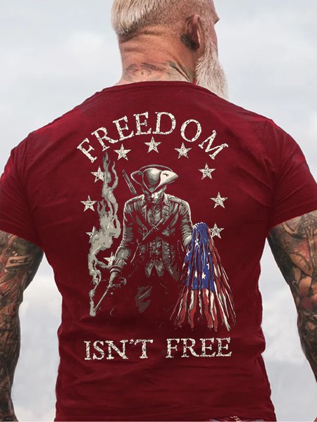 

FREEDOM ISN'T FREE Casual Short sleeve T-shirt, Red, T-shirts